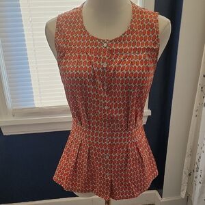Banana Republic Geometric Orange Sleeveless Blouse